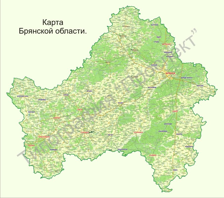 Брянская область политическая карта